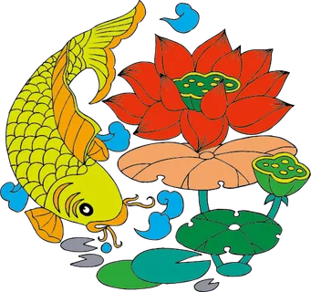 中国吉祥图免扣元素矢量图荷花