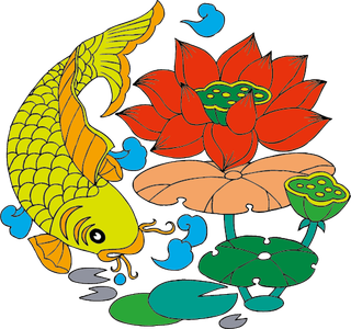 中国吉祥图免扣元素矢量图荷花