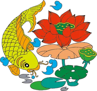 中国吉祥图免扣元素矢量图荷花