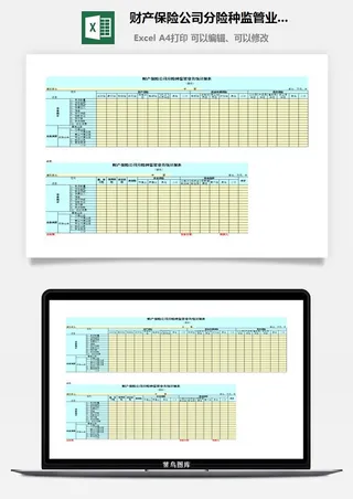 财产保险公司分险种监管业务统计报表excel模板