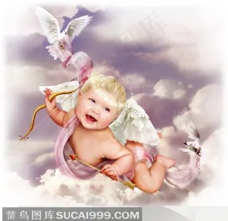 爱神丘比特可爱婴儿天空云朵蓝天白云的天使婴儿