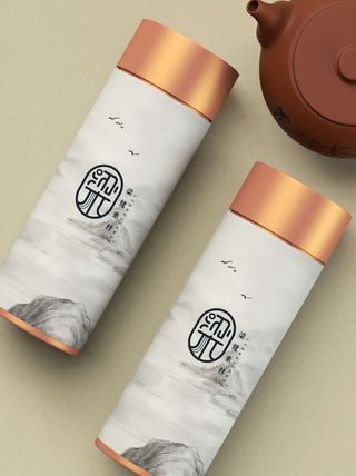 国风高档茶叶包装盒袋罐瓶LOGO标贴展示VI智能贴图样机PSD素材
