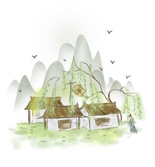 清明元素古风中式清明节山水画中国风