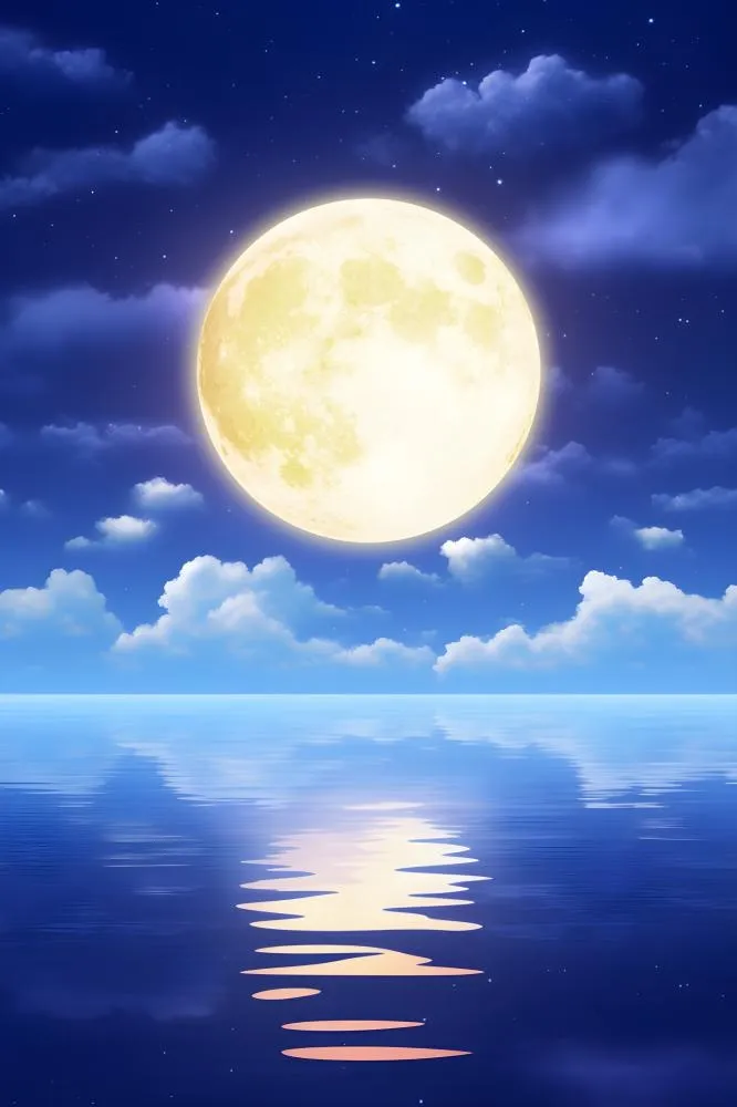 蓝色大气湖面月光背景(2400x3600)