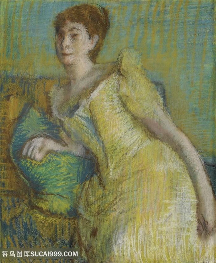 德加油画黄色裙子女性插画