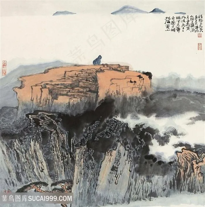 薛亮水墨风景画水墨山脉唯美艺术挂画