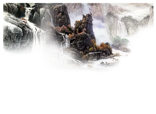 山水画素材中国风水墨画素材元素中国画