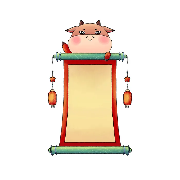 复古中国风卷轴元素手绘画轴文本标题框PSDAI素材模板png免扣图psd模版下载