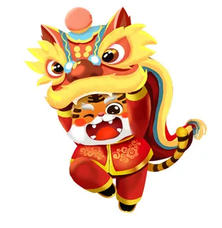 中国风2022虎年元旦新年卡通老虎形象装饰元素插画ps素材 中国风2022虎年元旦新年卡通老虎形象装饰元素插画ps素材