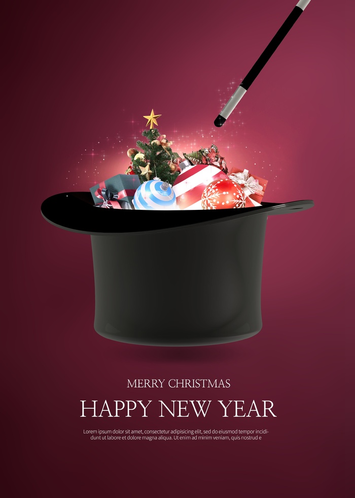 圣诞节圣诞树圣诞老人闪亮装饰电商促销折扣海报