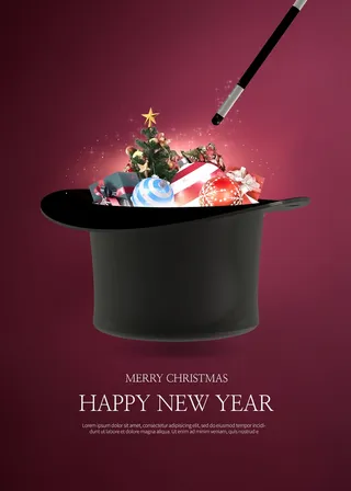 圣诞节圣诞树圣诞老人闪亮装饰电商促销折扣海报