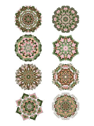 中国风古典民族风手绘曼陀罗花纹圆形插画AI矢量装饰图案PSD素材