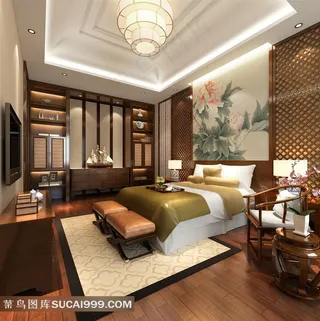 新中式别墅样板房装修设计效果图