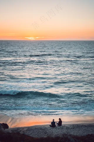 唯美大海晚霞风景图片