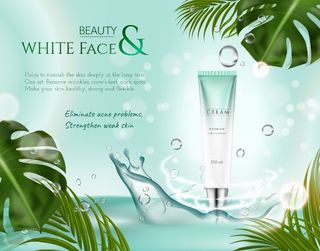 电商绿色补水化妆品海报