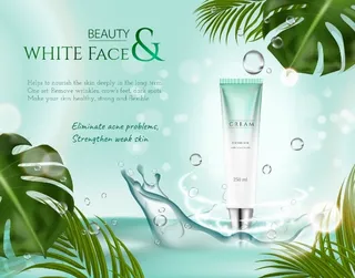 电商绿色补水化妆品海报