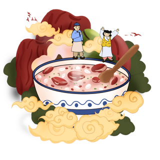 腊八元素-卡通腊八节腊八粥艺术字体八宝粥PNG免扣腊八海报装饰插画PNG素材