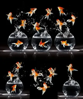 4款跳跃的金鱼高清图片素材