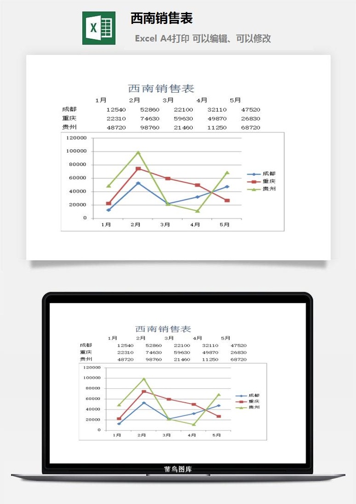 西南销售表excel模板