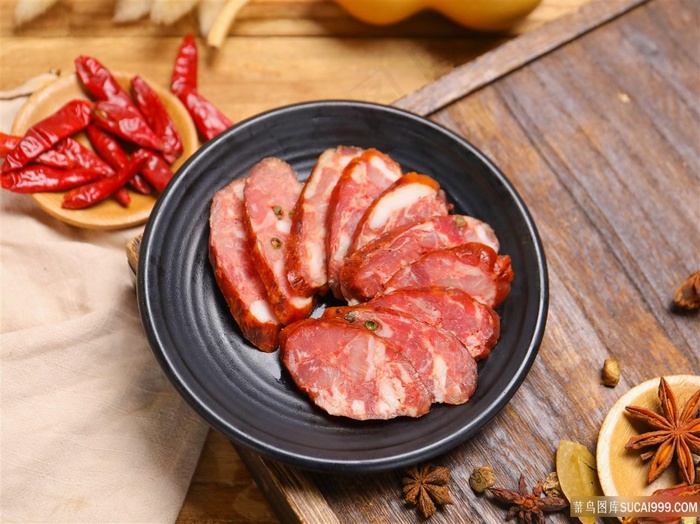 麻辣味香肠摄影图