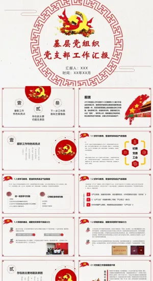 中国风党建工作汇报PPT模板预览图