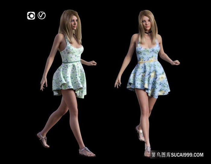 花色连衣裙欧美女孩