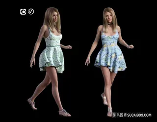 花色连衣裙欧美女孩