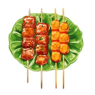 烧烤烤肉串插画免抠
