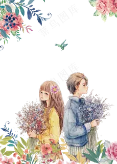 手绘唯美花季情侣唯美情侣 手绘唯美花季情侣唯美情侣