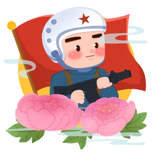 手绘建党节建军节海陆空部队军人爱国插画