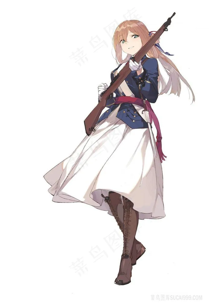 手拿步枪的动漫女生