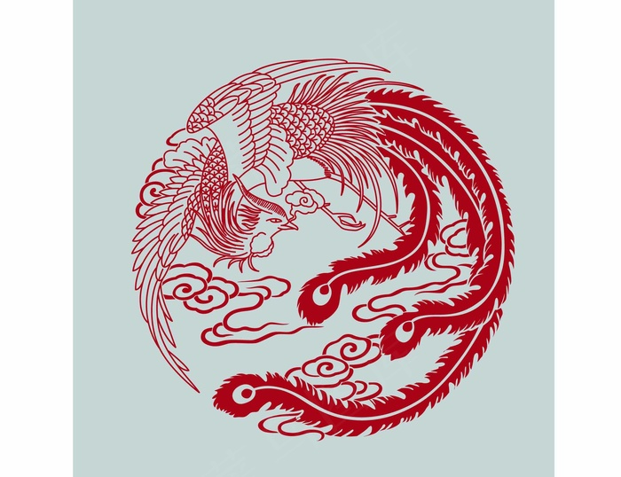 凤凰剪纸 剪纸风元素