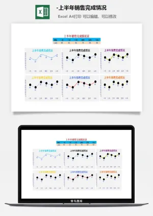 上半年销售完成情况可视化图表预览图