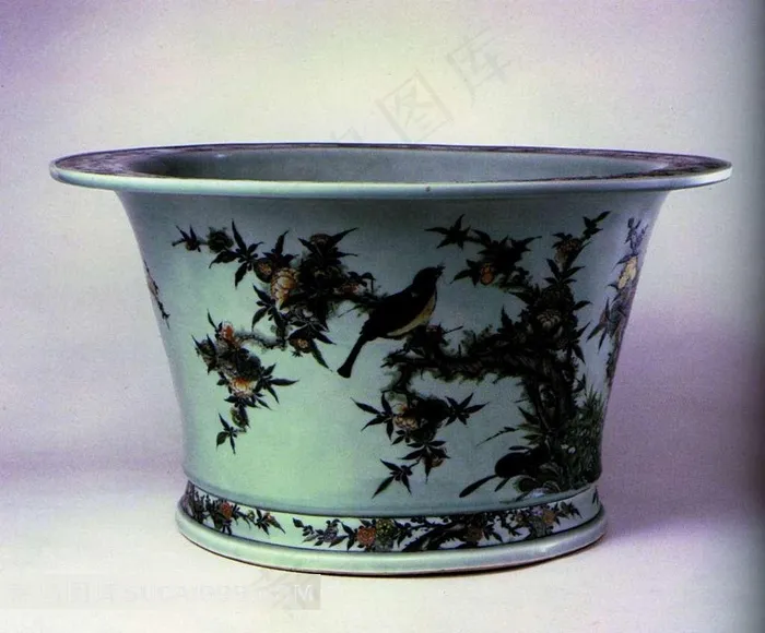 花鸟画瓷器摄影素材