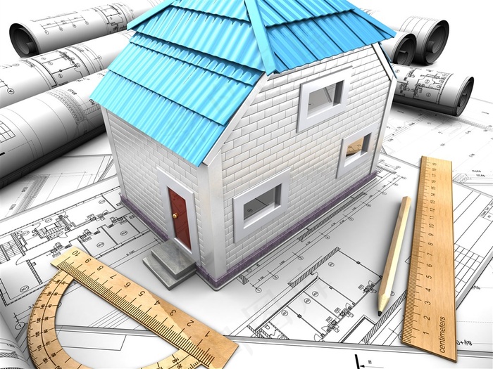 设计图纸及房子模型高清图片素材