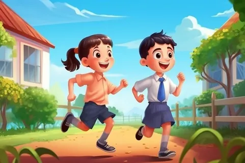 学生奔跑儿童背景