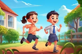 学生奔跑儿童背景