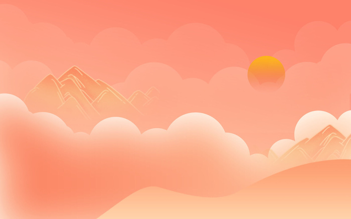 中国风国潮风山水祥云插画图案首页装修海报背景PSD设计模板素材