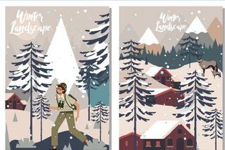 设计冬天林木卡通背景