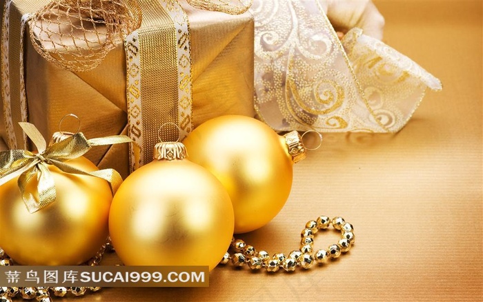 金色圣诞球圣诞礼物珍珠高清素材