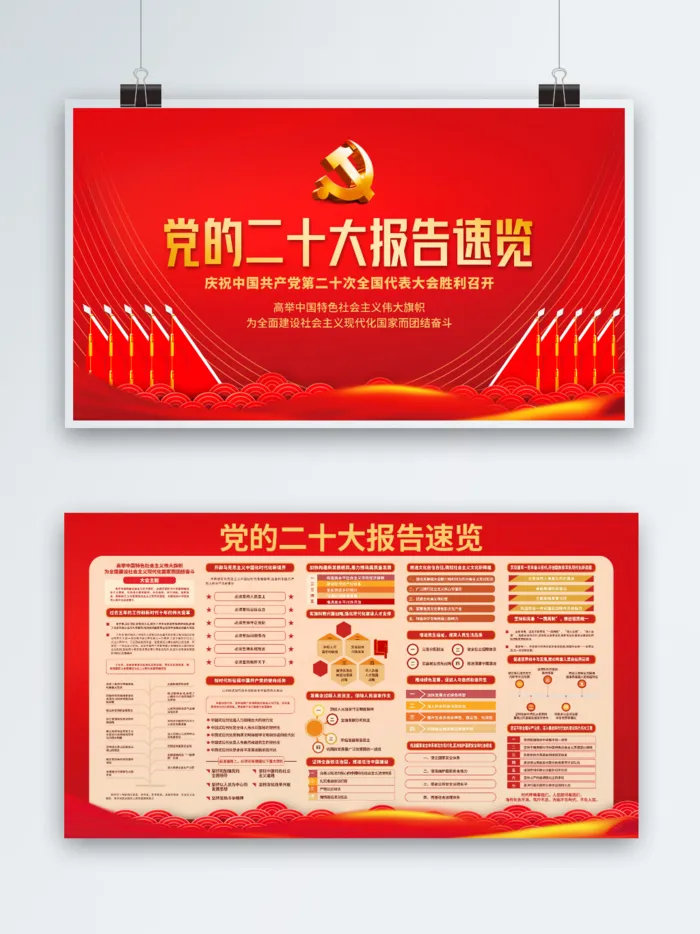 党的二十大报告速览cdr矢量模版下载