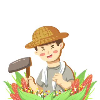 五一劳动节农民开心微笑元素