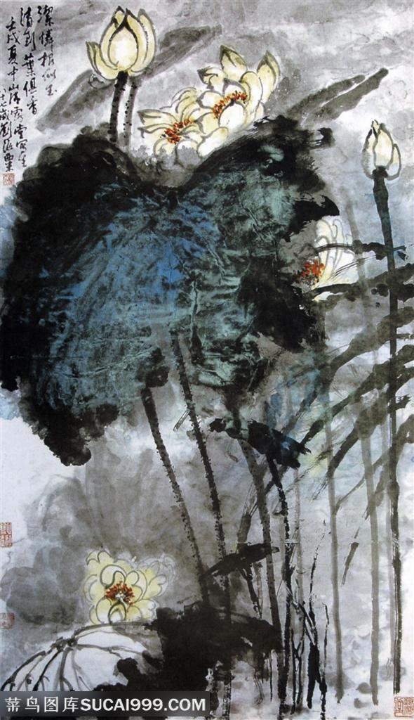 国画名家作品-刘海粟的清到叶俱香