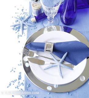 餐桌上的餐布和餐具海星高清摄影图