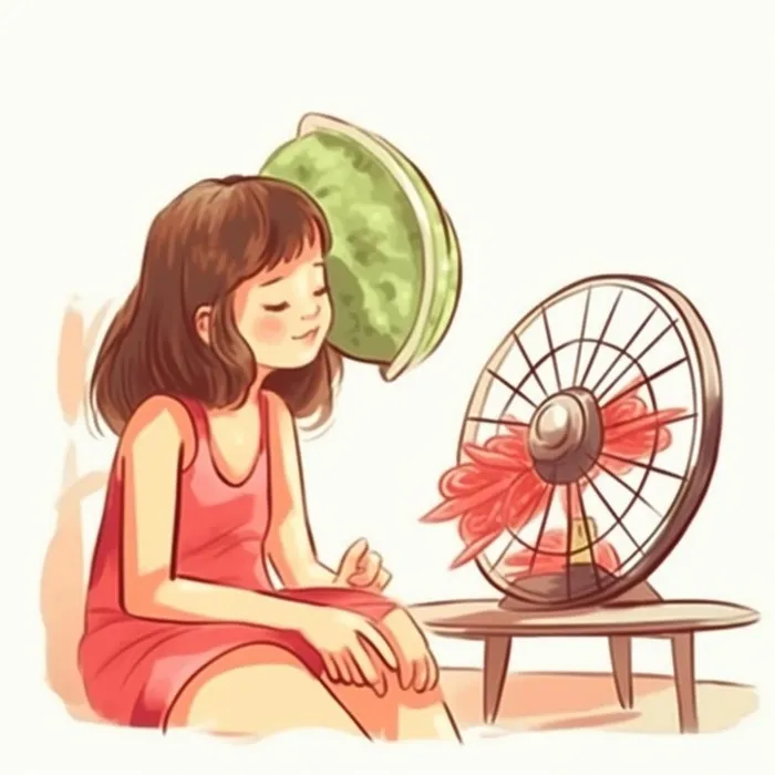 夏日女孩西瓜风扇背景