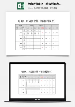 电商618运营表格（销售利润表）