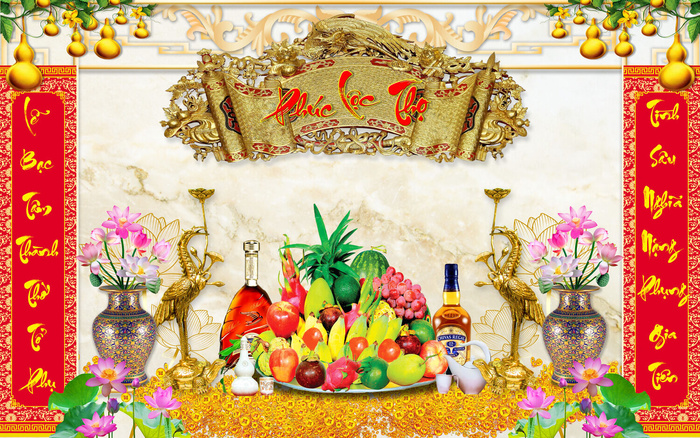 水果装饰财神背景