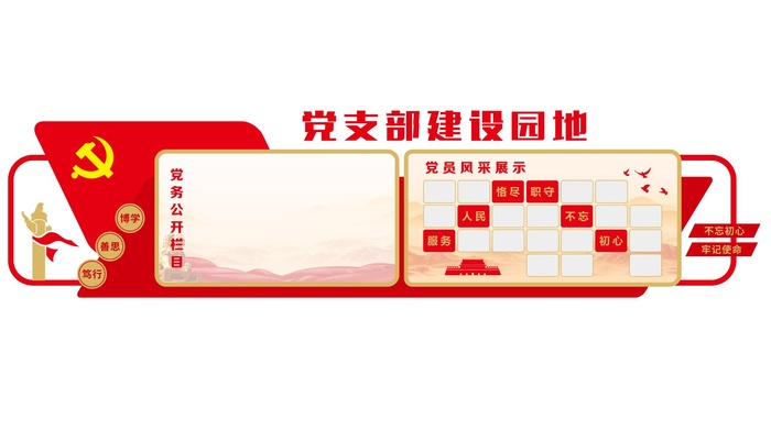 党支部园地党建文化墙cdr矢量模版下载