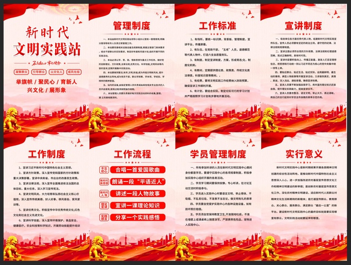新时代文明实践站党建制度展板挂图psd模版下载