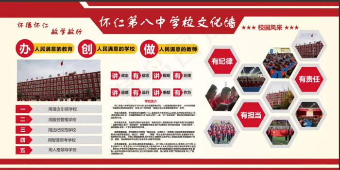 学校文化墙psd模版下载